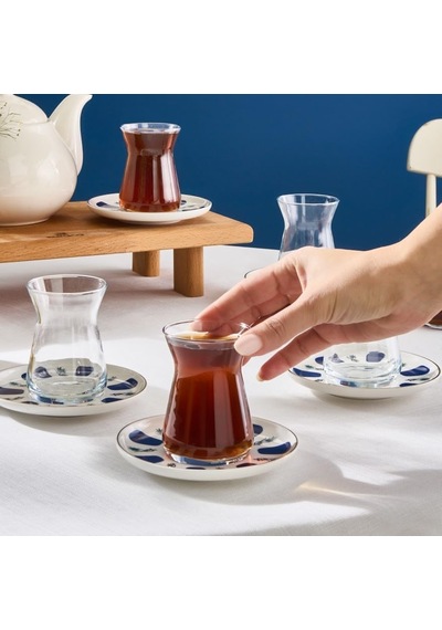 İznik 6 Kişilik 12 Parça Çay Seti Çok Renkli