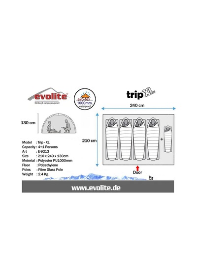 Evolite Trip Xl Monodome 4+1 Kişilik Kamp Çadırı Yeşil