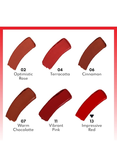 Note Cosmetics Deep Impact Lipstick 13 Impressive Red Kremsi Dokulu Yarı Parlak Ruj, Kırmızı Diğer