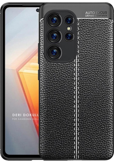 Samsung Galaxy S25 Ultra Uyumlu Silikon Kılıf Deri Desenli Kamera Korumalı Darbe Emici Kapak