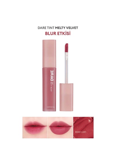 Uzun Süre Kalıcı, Bulaşma Yapmayan, Kadifemsi Bitiş Sunan Tint Dare Tint Melty Velvet Rosy Lofi Çok Renkli