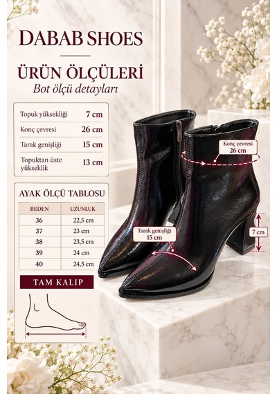 Dabab Shoes Yona Kadın Siyah Kırışık Rugan Sivri Burun Ön Dikiş Detaylı Fermuarlı İçi Sıcak Astarlı 7 Cm Kalın Topuklu Bot Bootie Siyah Rugan Dabab Shoes Yona Kadın Siyah Kırışık Rugan Sivri Burun Ön Dikiş Detaylı Fermuarlı İçi Sıcak Astarlı 7 Cm Kalın Topuklu Bot Bootie Siyah Rugan