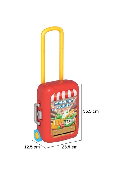 Eğitici Oyuncak Market Seti 2'si 1 Arada Tekerlekli Bavul Dükkan Yazar Kasa Ve Alışveriş Sepeti 3+ Yaş