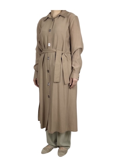 Ece Giyim Kadın Önü Çıtçıtlı Beli Kuşaklı Tunik Krem