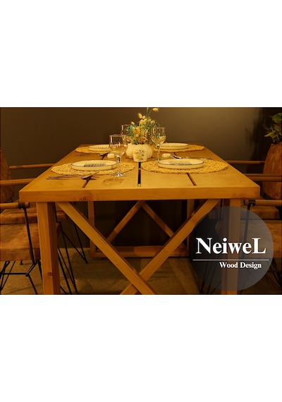 Neiwel Garden Dian Doğal Ahşap Bahçe Yemek Masası-70-100 Açık Ceviz