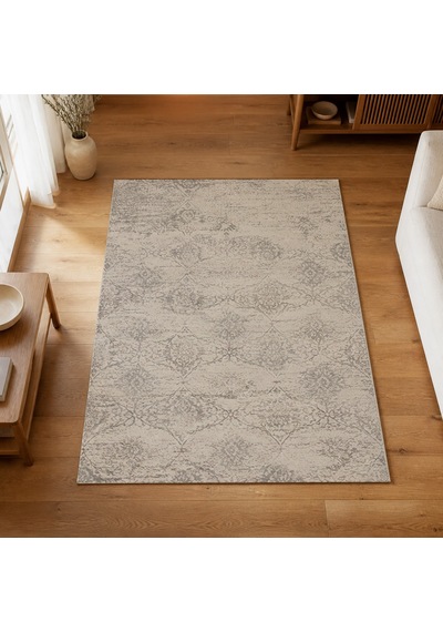 Kartela Halı Liva Halı Jüt Taban Dokuma Halı Açık Gri - 100 X 150 Cm