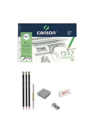 Canson 1557 Desen Çizim Blok 35x50cm 120gr 15 Yaprak Eskiz Çizim Set