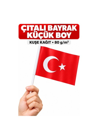 Çıtalı Bayrak Kağıt 20x12 Cm 5 Adet Ay Yıldızlı Türk Bayrağı Çıtalı Sopalı Küçük Bayrak Plastik Çubuklu Bayrak Diğer