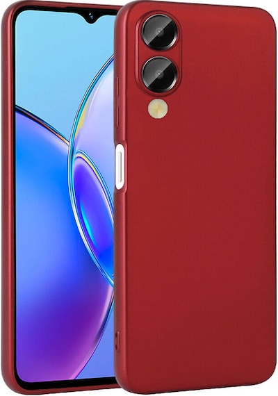 Noktaks - Vivo Y17s Uyumlu - Kılıf Mat Soft Premier Silikon Kapak - Kırmızı