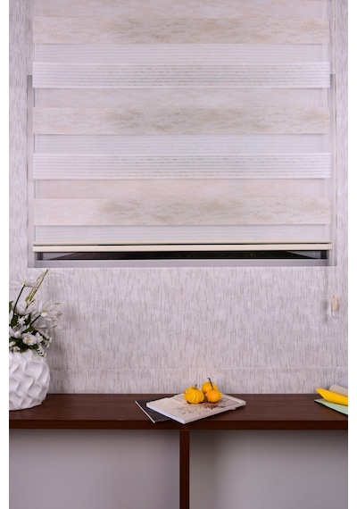 Krem Pliseli Etek Dilimsiz Ds 10790-v6 Zebra Stor Güneşlik Perde