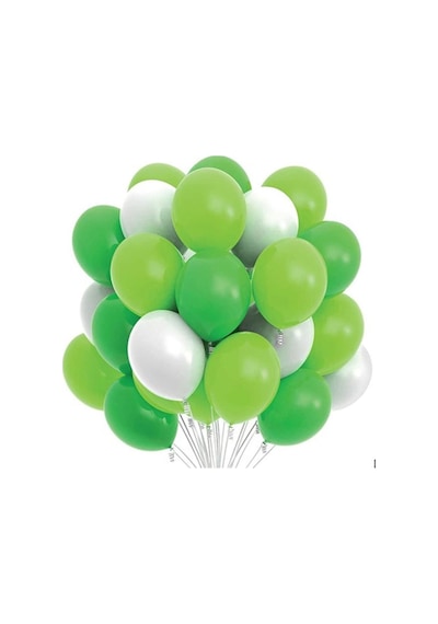 Yeşil Beyaz Balon 20 Adet Renkli