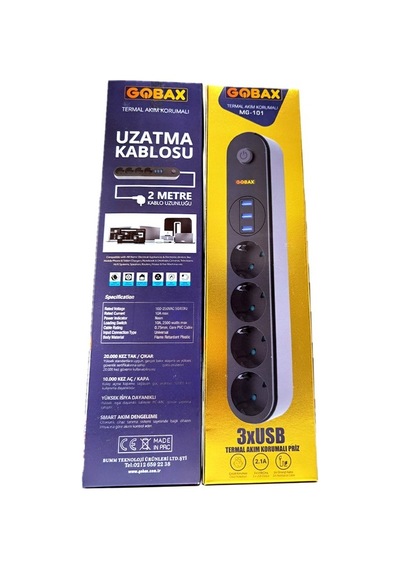 Termal Akım Korumalı Gb-103 Uzatma Kablosu Mg-101 10a-2500w
