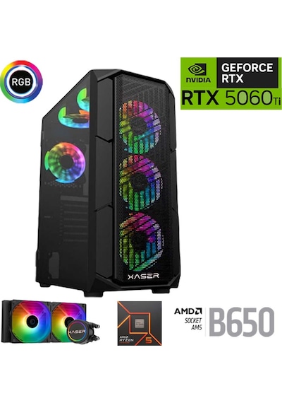 Xaser Thunder X710 R5-7500F 32 GB 1 TB M.2 NVMe SSD 8 GB RTX5060Ti Free Dos Masaüstü Oyuncu Bilgisayarı