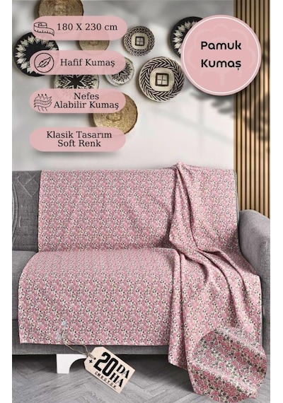 Tek Kişilik Baskılı Pike Koltuk Örtüsü Breeze 180x230 Cm Açık Sarı