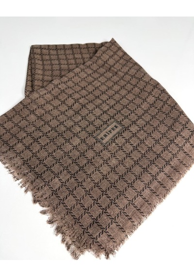 Eripek Desenli Flamalı Keten Eşarp- 06112 Kahve