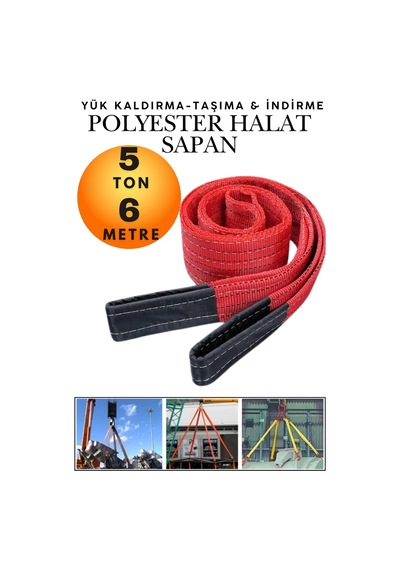 5 Ton 6 Metre Kahve Polyester Sapan - Yüksek Mukavemetli Yük Kaldırma Ve Taşıma Spanzeti - Endüstriyel Sınıf, Güvenli Bağlama Ve Sabitleme Halatı Ağır Yük Taşıma, İndirme ,sabitleme Halatı