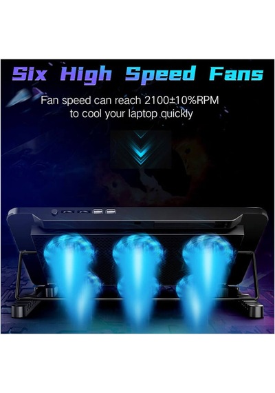 Oyuncu RGB Ledli Notebook Soğutucu Stand 6 Fanlı Yükseklik Ayarlı