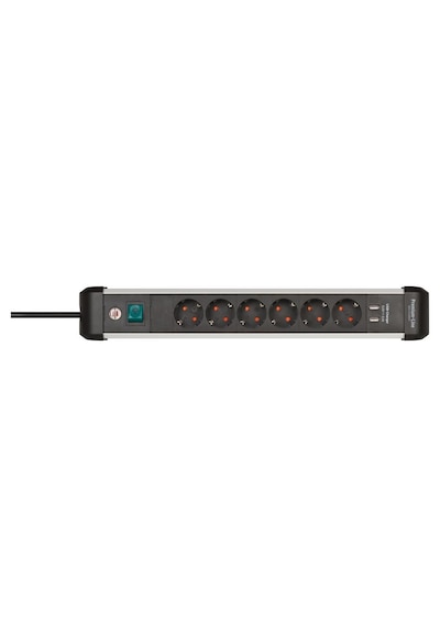 Brennenstuhl Premium-alu-line 6 Soketli 2 Adet 3.1 Hızlı Şarj Usb' Li Uzatma Priz Anahtarlı 3 Metre