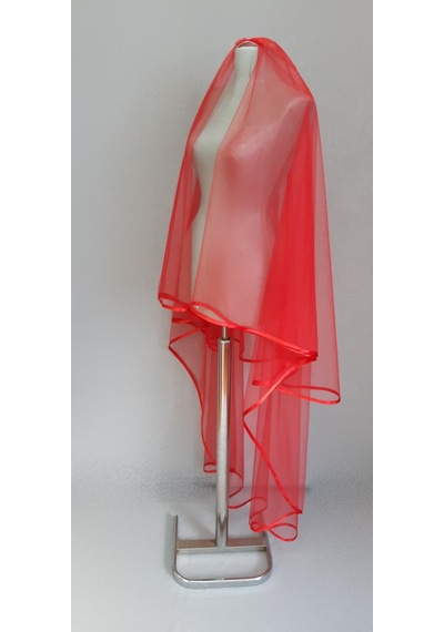Suzanna Moda Kırmızı Uzun Hayal Tül 1.50cm Boy Saten Biyeli 2 Kat Kına Duvağı