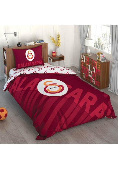 Taç Galatasaray Kırmızı Logo Pamuk Tek Kişilik Nevresim Takımı