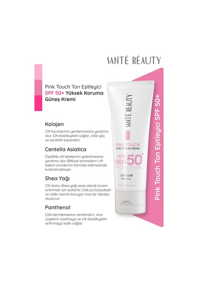 Sante Beauty Pink Touch Leke Karşıtı ve Ton Eşitleyici Güneş Kremi SPF50+ 75 ML