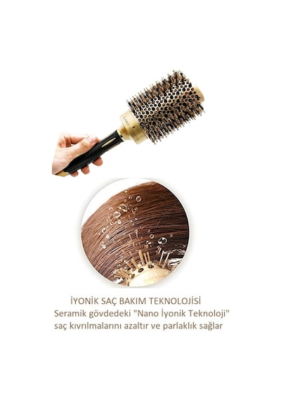 Land Of Myth LOM1144 Seramik+İyonik Termal Fön Saç Fırçası Rose Gold - Siyah 53 MM