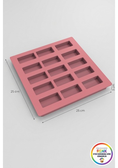 15'li Mini Kek Kalıbı Silikon Dikdörtgen Yapışmaz Kolay Çıkan Baton Financier Kalıbı 25x25 Cm Çok Renkli