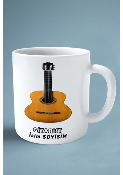Gitarist Gitar Meslek Baskılı Kupa Bardak Çift Taraflı Baskı Kişiye Özel Model 17 Çok Renkli