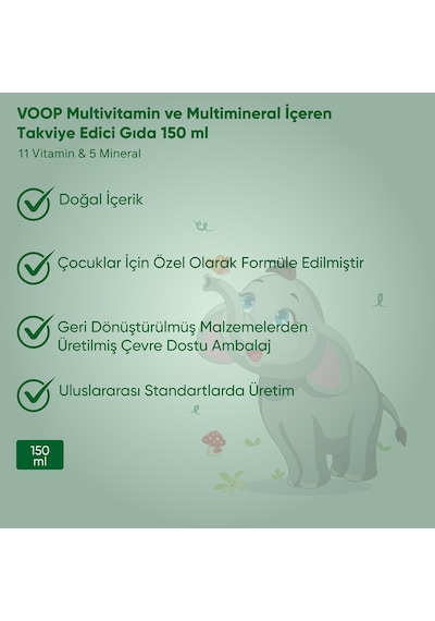 Voop Multivitamin Multimineral Portakal Aromalı Şurup 150 ML