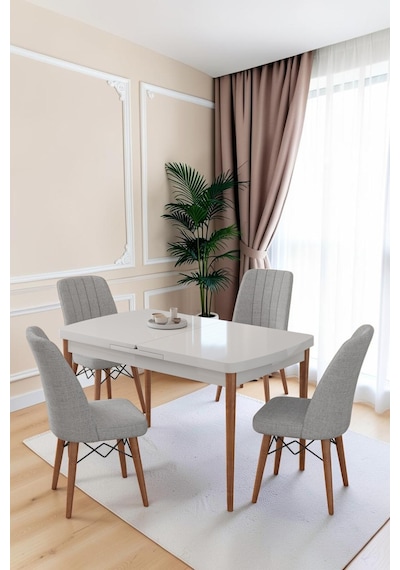 80x170cm Mutfak Masası Takımı 4 Kişilik Açılır Masa Sandalye Takımı -yemek Odası-mdf Beyaz Masa- Gri 80x170cm Mutfak Masası Takımı 4 Kişilik Açılır Masa Sandalye Takımı -yemek Odası-mdf Beyaz Masa- Gri