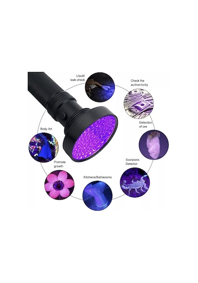 Uv 100 Led Mor işik Fener Sah-Te Para  Ultraviyole İdrar Siyah