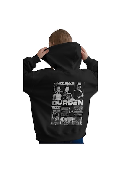 Sevbano Fight Club Tyler Durden Film Baskılı Unisex Oversize Premium Hood Siyah