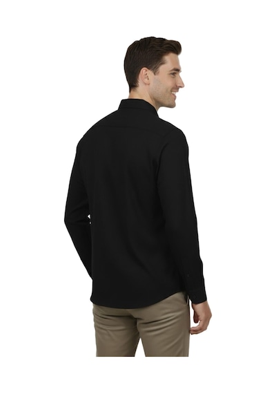 Advante Erkek Spor Slim Fit Uzun Kol Petek Fitilli Gömlek Bgl-st04824 Siyah