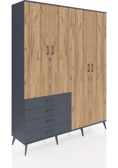 Hyperion Gardrop 6 Raflı 4 Çekmeceli Tek Askılı 176x44x221 Antrasit-çam/antrasit Çam/antrasit Hyperion Gardrop 6 Raflı 4 Çekmeceli Tek Askılı 176x44x221 Antrasit-çam/antrasit Çam/antrasit