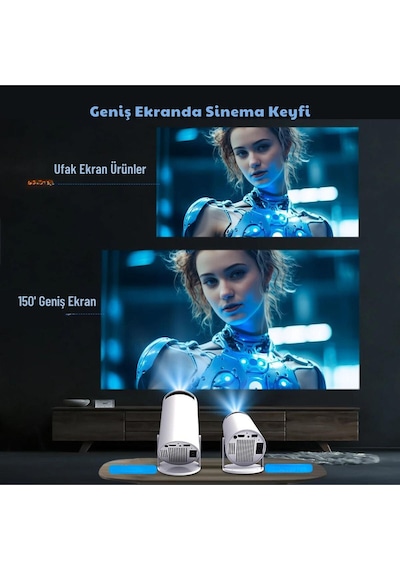 Hy300 Pro Taşınabilir Android Projeksiyon En Güncel Versiyon Wifi Destekli Akıllı Sinema Projektör Ultra Hd