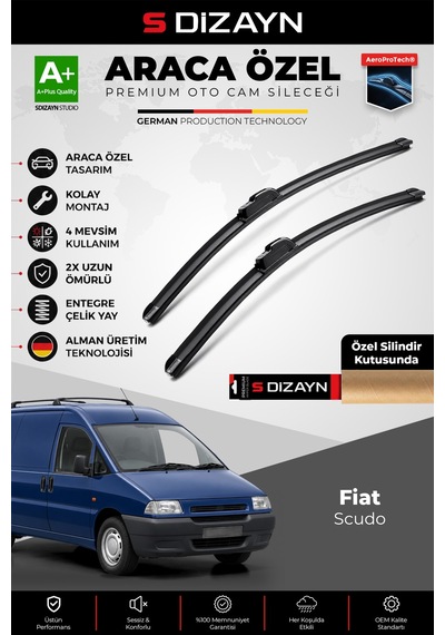 S-dizayn Fiat Scudo Ön Cam Silecek Seti 1996-2006 Premium Araca Özel 65-50 Cm A+ Kalite