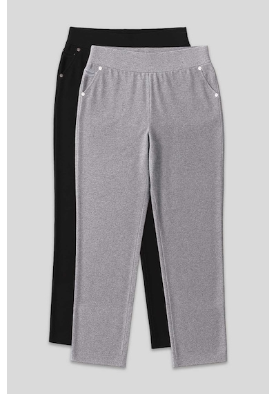 Tommylife Rahat Form 2li Paket Siyah-gri Melanj Büyük Beden Kadın Eşofman Alt - 94040 Siyah-gb Melanj