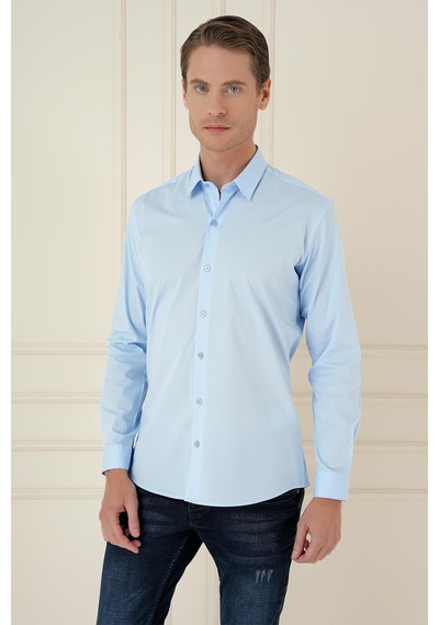 Efor Slim Fit Pamuk Uzun Kol Klasik Mavi Gömlek Gk 745 Mavi