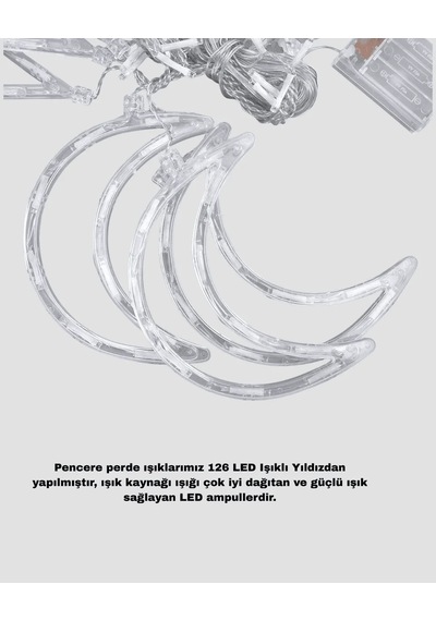Lb Prizli Perde Led Işık Yıldız Ve Ay Figürlü Romantik Aydınlatma