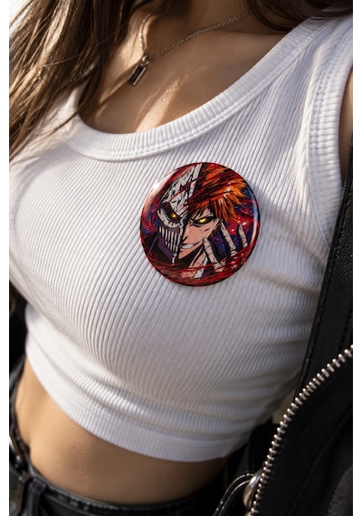Bleach 58mm 4'lü Rozet Seti Ichigo Kurosaki Anime Çanta Mont Ceket Rozeti Çok Renkli