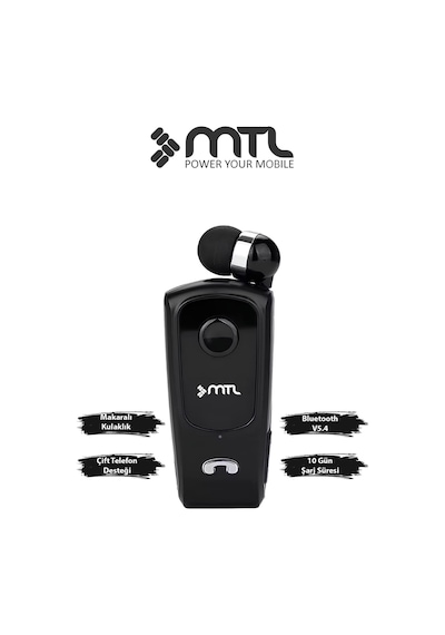 Yaka Klipsli Mono Makaralı Bluetooth Kulaklık Çift Telefon Destekli Mt920