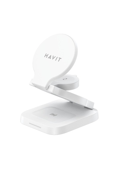 Havit W3038 Katlanabilir 3'ü 1 Arada Kablosuz Şarj Cihazı 15w - Beyaz