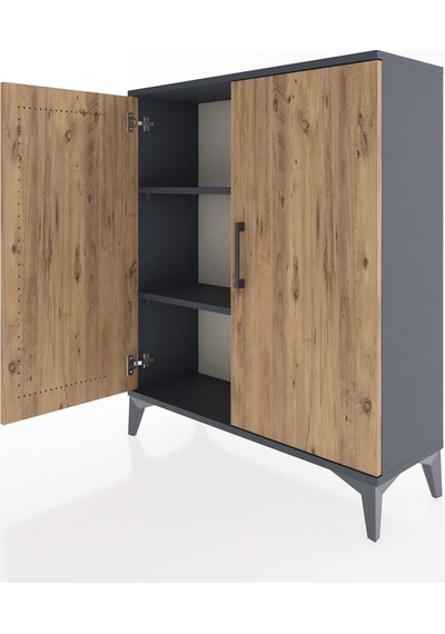 Arges Şifonyer 2 Raflı 2 Kapaklı 88x30x106 Antrasit-çam Antrasit