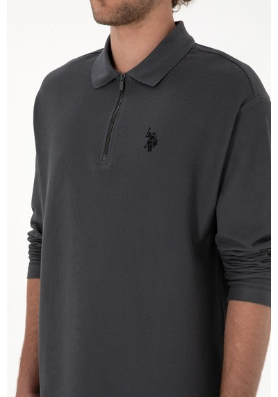 U.S. Polo Assn. Erkek Comfort Fit Yarım Fermuarlı Antrasit Sweatshirt 50313754-VR006