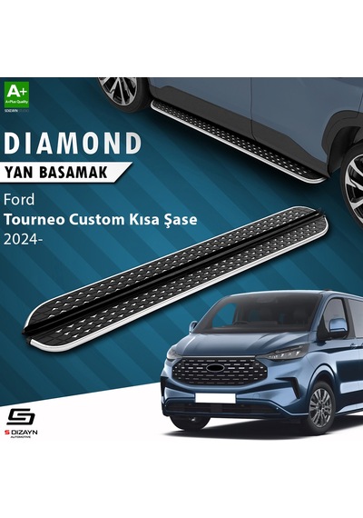 S-dizayn Ford Tourneo Custom 2 Kısa Şase Diamond Krom Yan Basamak 223 Cm 2023 Üzeri A+ Kalite