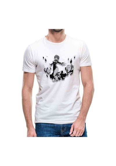 Anime One Punch Man Baskılı Beyaz Erkek Tshirt (530992033)