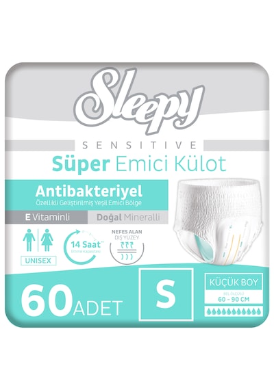 Sleepy Sensitive Antibakteriyel Emici Külot Small 30x2 60 Adet S