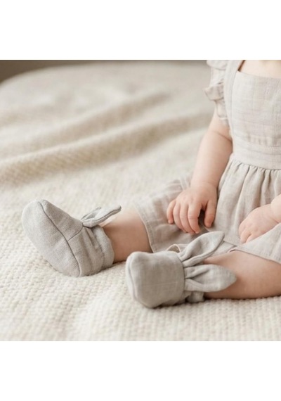 Unisex Bebek Tavşan Kulaklı Müslin Patik Boot Çok Renkli