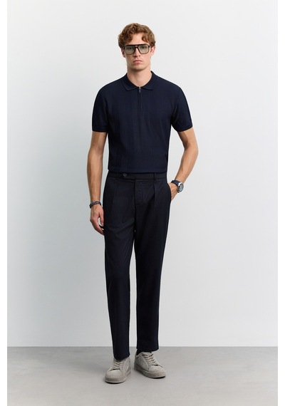 Avva Erkek Lacivert Yumuşak Tuşeli Dil Kapamalı Arka Beli Lastikli Relaxed Fit Pantolon A62y3017