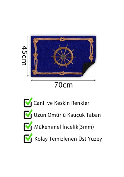 Tr Dümen Kapı Önü Paspası Dekoratif Kapı Paspası Dış Mekân Paspas Ev İçi Paspası 45x70cm Genel